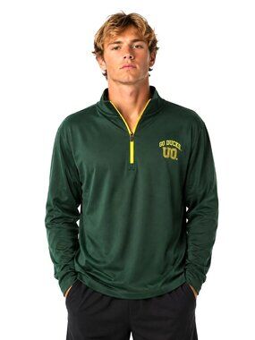 Oregon Ducks Jacket Size Medium Green Pullover 1/4 Zip Stitched Logo Coat New